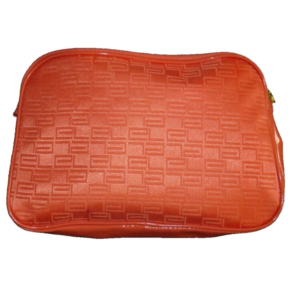 NEW Estee Lauder Orange Make Up Bag Cosmetic Case Travel Zip Bag